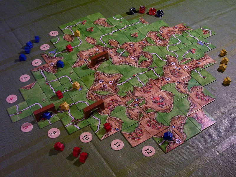 Carcassonne Brettspiel mit Figuren